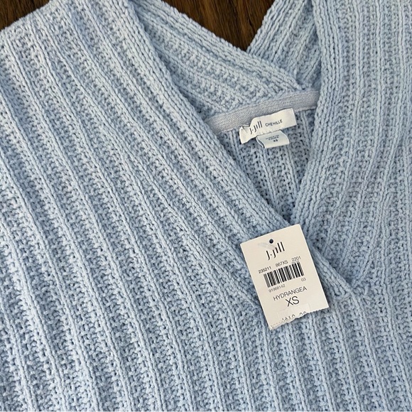 NWT J. Jill Chenille Knit Sweater Baby Powder Blue XS Coastal Grandma Boxy Chic - Picture 2 of 9